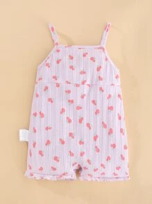 Peninsula Baby 女嬰印花背帶連體衣，夏季休閒風格 - 紫丁香色 - 查看 2