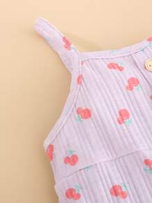 Peninsula Baby 女嬰印花背帶連體衣，夏季休閒風格 - 紫丁香色 - 查看 4
