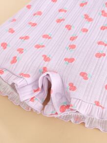 Peninsula Baby 女嬰印花背帶連體衣，夏季休閒風格 - 紫丁香色 - 查看 6