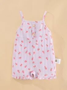 Peninsula Baby 女嬰印花背帶連體衣，夏季休閒風格 - 紫丁香色 - 查看 1