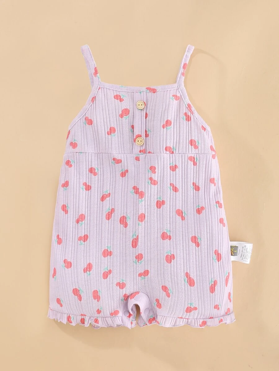 Peninsula Baby 女嬰印花背帶連體衣，夏季休閒風格 - 紫丁香色 - 查看 1