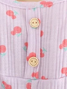 Peninsula Baby 女嬰印花背帶連體衣，夏季休閒風格 - 紫丁香色 - 查看 8