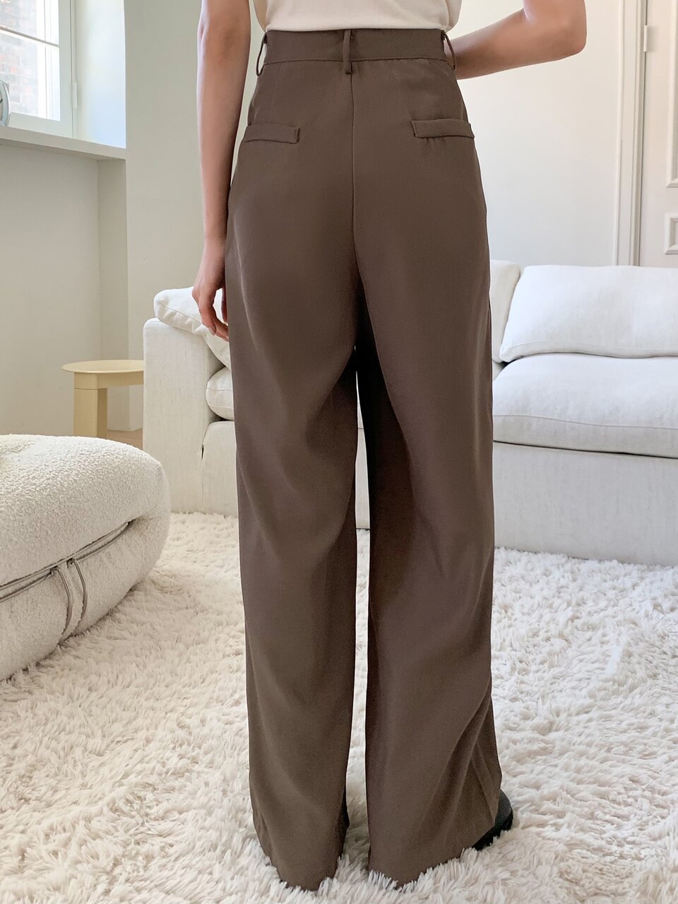 1pc Women's Plain Colored Loose Wide Leg Pants With Pockets, Business Casual Style,Women Dress Pants,Back To School Clothes