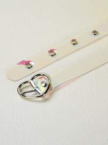 Y2K Holographic Heart Buckle Transparent Belt For Jeans Pants Street Valentine's Day Valentines Summer, School Fall, Autumn, Halloween - Multicolor - View 2