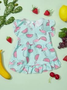 西瓜圖案寵物洋裝 - 藍色 - 查看 3