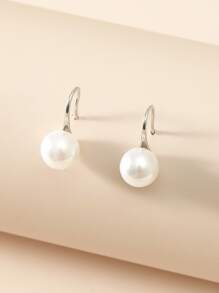 Faux Pearl Decor Earrings - White - View 1