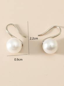 Faux Pearl Decor Earrings - White - View 3