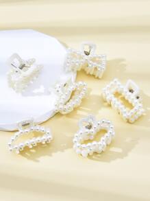 6入組假珍珠裝飾髮夾,優雅款式