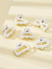 6入組假珍珠裝飾髮夾,優雅款式