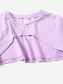 SHEIN Bộ hai mảnh Gái Hoạt hình Ăn mặc đẹp - Màu Lilac Tím - Xem 3