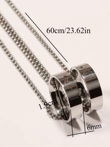 2pcs Men Gesture Pattern Ring Charm Necklace - Silver - View 3