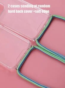 苹果造型斜挎手机壳，透明带挂绳，兼容 11、13、14 Pro Max，防水、防震、防摔、防刮，国际版，非国内版 - 無色 - 查看 3