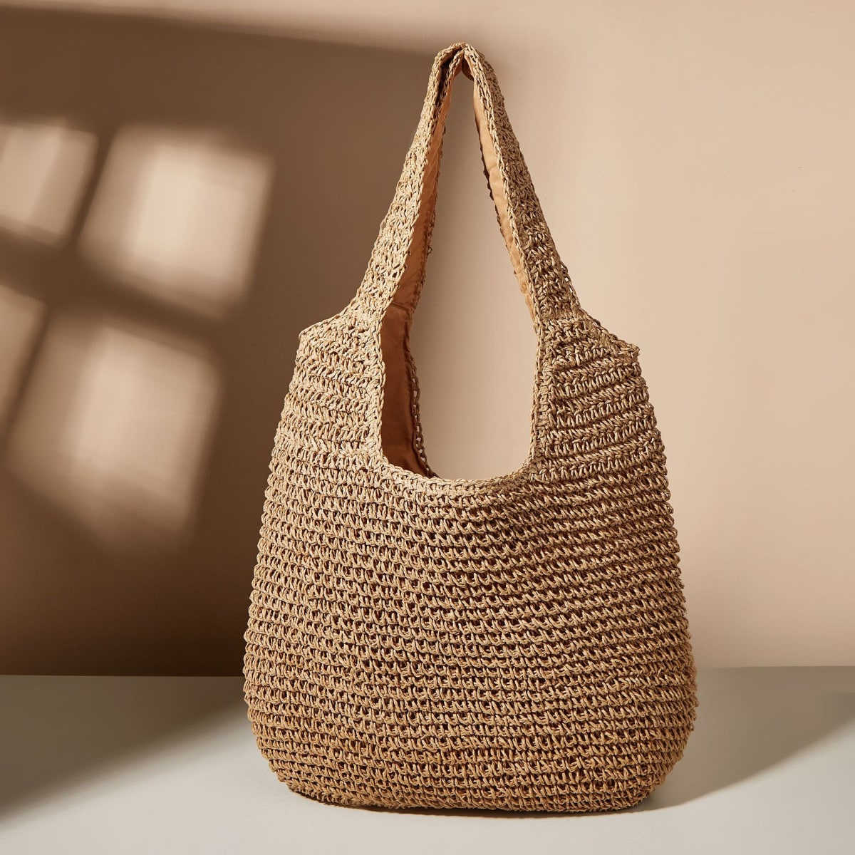 Bolso de paja con detalles calados minimalistas, regalo del Día de la Madre para mamá, bolsos esenciales para la playa para mujeres para vacaciones