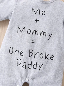 Đứa bé trai Đồ họa Khẩu hiệu Áo liền quần - Xám - Xem 3