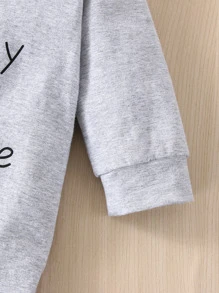 Đứa bé trai Đồ họa Khẩu hiệu Áo liền quần - Xám - Xem 4