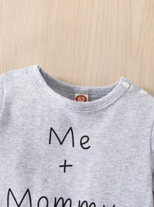 Đứa bé trai Đồ họa Khẩu hiệu Áo liền quần - Xám - Xem 5