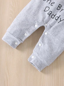 Đứa bé trai Đồ họa Khẩu hiệu Áo liền quần - Xám - Xem 6