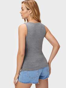 SHEIN Maternity Solid Nursing Tank Top - Grey - View 2