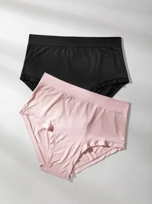 LUVLETTE 2-Pack Mid Rise Basics No Show Briefs Women Underwear Panties Set-Casual Comfy