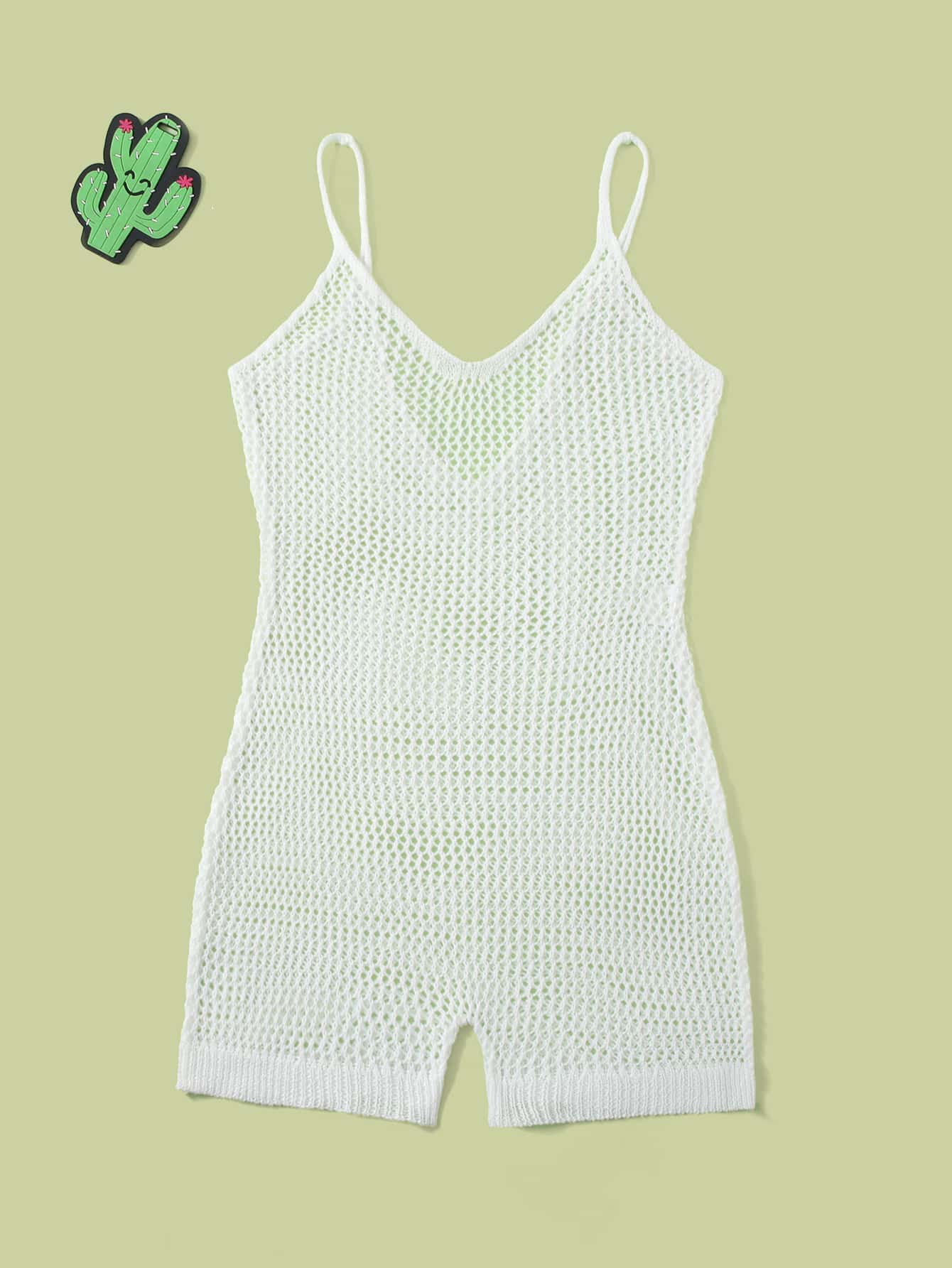 Girls Plain Hollow Out Cover Up - White - View 1