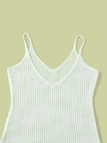 Girls Plain Hollow Out Cover Up - White - View 3