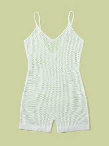 Girls Plain Hollow Out Cover Up - White - View 4