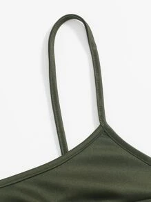 SHEIN ICON Solid Backless Cami Top - Army Green - View 3
