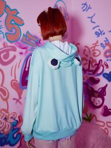 ROMWE Anime 卡通人物印花連帽衫 - 彩色 - 查看 3