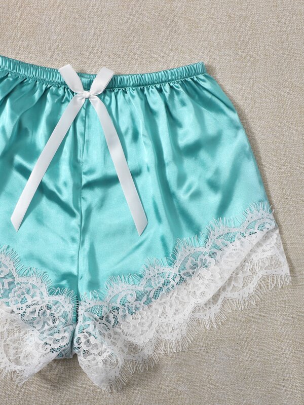 Guipure Lace Scallop Trim Camisole & Satin Shorts Night Set SHEIN USA