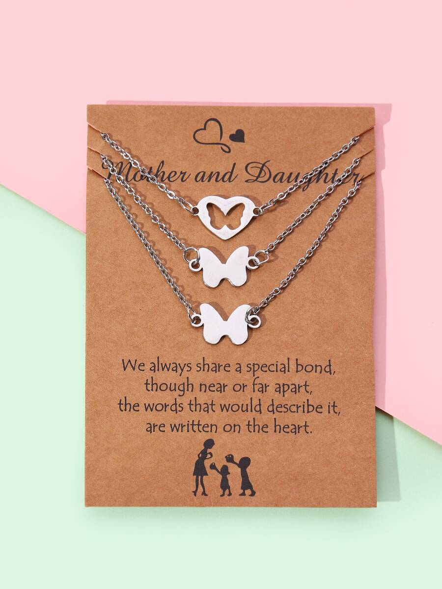 3入組女孩蝴蝶裝飾項鍊