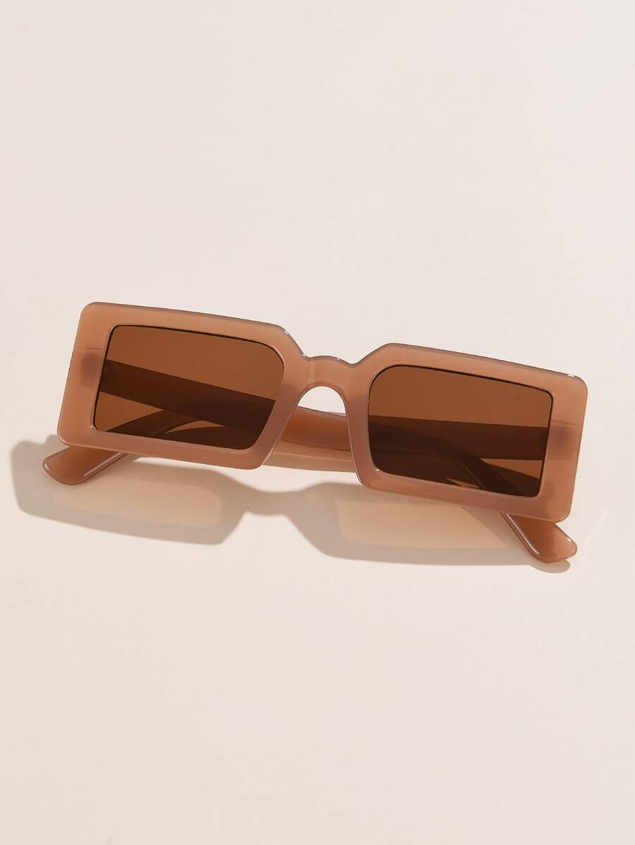 Square Frame Fashion Glasses Casual For Summer Beach Vacation,Outdoor,Travel - Brown - View 1