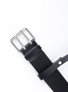 1入組女士矩形扣飾時尚背帶式腰帶日常裝飾 - 黑色 - 查看 4