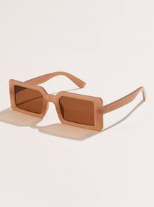 Square Frame Fashion Glasses Casual For Summer Beach Vacation,Outdoor,Travel - Brown - View 2