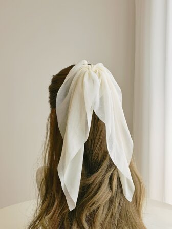 1pc Elegant Wind Solid Color Chiffon  Hair Tie Cute Valentine's Day Valentines Scrunchies Hair Ties, Casual Ponytail