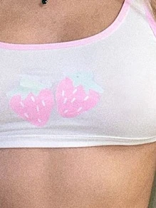 ROMWE Kawaii X Gabiciamp Strawberry Graphic Ringer Lingerie Set - White - View 3