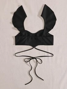 Breezaya Top corto de cintura con cordón - Negro - Ver 2