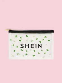 College Style Embroidered Monogram Clutch Bag , Beach - Black - View 1