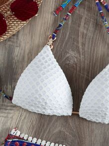 SHEIN Swim Ngẫu nhiên Geo In Tie Side Push Up Bikini - Nhiều màu - Xem 4