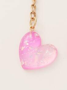 2入組愛心掛飾鑰匙圈 - 粉色 - 查看 3