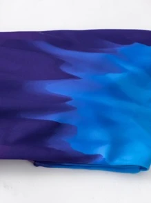 SHEIN Swim 紮染比基尼套裝繫帶抹胸文胸和低至臀部下裝2入組泳衣 - 彩色 - 查看 4