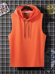 Manfinity Hypemode Tops Nam Dây kéo Khối Màu Lá thư Giải trí - trái cam - Xem 2