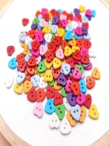 50pcs Heart Shaped Button - Multicolor - View 1
