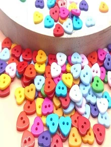50pcs Heart Shaped Button - Multicolor - View 2