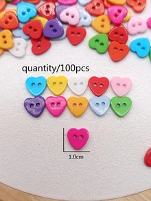 50pcs Heart Shaped Button - Multicolor - View 3