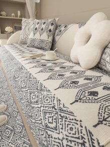 1pc Bohemian Style Printed Sofa Cushion Cover, Protective Sofa Slipcover For 1/2/3/4 Seater Couch, Pet Hair & Stain Resistant, All Season Use - Beige - View 4