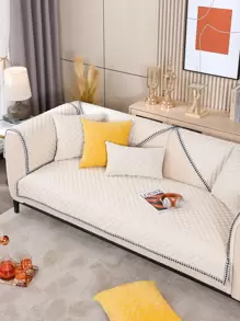 1入組字母刺繡沙發墊 - 米色 - 查看 1