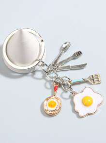 Street Fried Egg Charm Keychain Car Accessories Bag Charm School Cute Goth Y2k - Multicolor - View 2