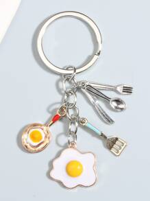 Street Fried Egg Charm Keychain Car Accessories Bag Charm School Cute Goth Y2k - Multicolor - View 1