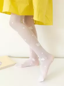 Niñas Medias con diseño de abeja - Blanco - Ver 1