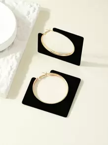 1pair Geometric Square Polyresin Earrings - Black - View 3